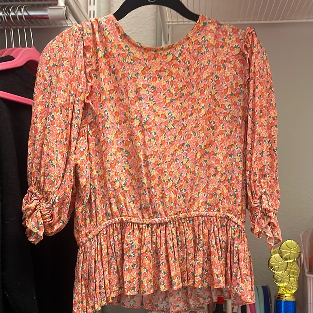 Floral Ruffle Sleeve Top FAITHFULL THE BRAND